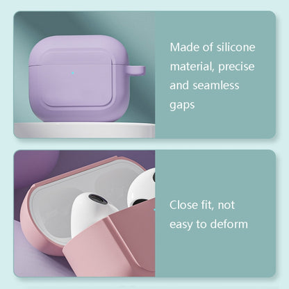 Silicone Shockproof Cover with Metal Buckle For AirPods 3, Night Green, White, Pink, Hyacinth Purple, Black, Midnight Blue