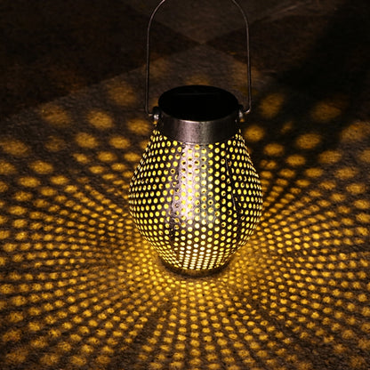 Outdoor Courtyard Wrought Iron LED Solar Portable Hollow Lantern, Lantern / Silver, Lantern / Copper