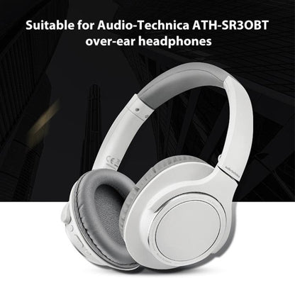 2 PCS Protein Skin Headset Earmuffs for Audio-Technica ATH-SR30BT, Black Protein Leather