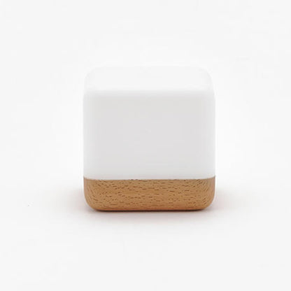Square Flip Polyhedral Timing Night Light, Grey, Orange, Green, Dark Wood Grain, Light Wood Grain, White Marble Pattern, Black Marble Pattern