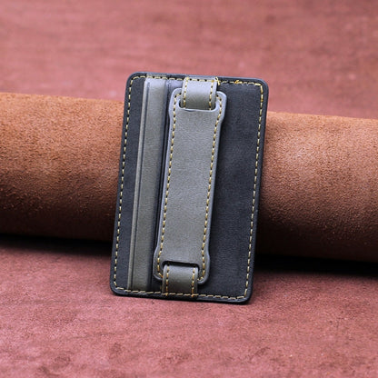 2 PCS Leather Phone Card Sleeve Back Sticker Wrist Pull Strap Holder, Card Sleeve Blue, Card Sleeve Red, Card Sleeve Black, Card Sleeve Brown