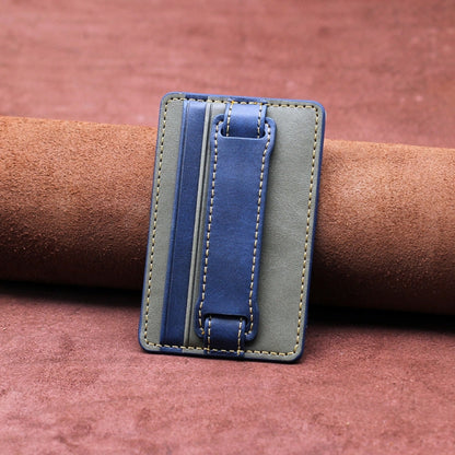 2 PCS Leather Phone Card Sleeve Back Sticker Wrist Pull Strap Holder, Card Sleeve Blue, Card Sleeve Red, Card Sleeve Black, Card Sleeve Brown