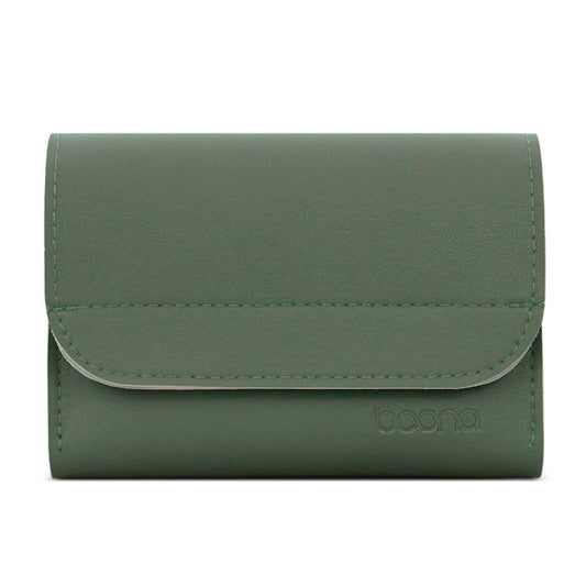 Baona BN-Q009 Small Leather Mouse Charger Storage Bag, Deep Blue+Yellow, Gray Green+Light Green, Silver+Blue