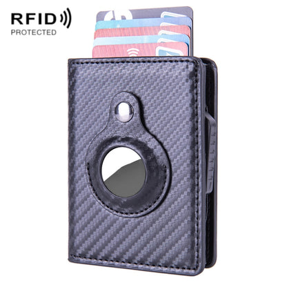 X-82 RFID Anti-theft Brushed PU Leather Card Holder For AirTag 2nd Gen / AirTag 1st Gen, Black, Blue, Coffee, Apricot, Carbon Fiber Black