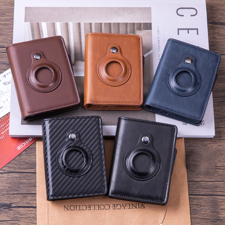 X-82 RFID Anti-theft Brushed PU Leather Card Holder For AirTag 2nd Gen / AirTag 1st Gen, Black, Blue, Coffee, Apricot, Carbon Fiber Black