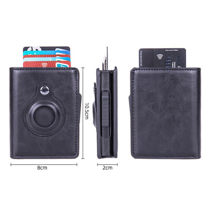 X-82 RFID Anti-theft Brushed PU Leather Card Holder For AirTag 2nd Gen / AirTag 1st Gen, Black, Blue, Coffee, Apricot, Carbon Fiber Black