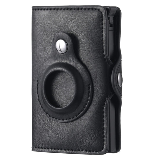 FY2108 Tracker Wallet Metal Card Holder for AirTag 2nd Gen / AirTag 1st Gen, Crazy Horse (Black)
