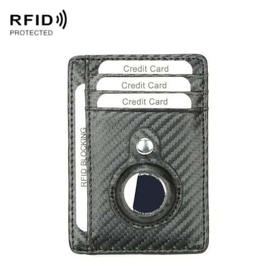 TQ-319 Anti-Theft Anti-Lost Tracker Leather Card Holder For AirTag 2nd Gen / AirTag 1st Gen, Carbon Fiber (Black), Carbon Fiber (Brown), Flat Pattern (Black), Flat Pattern (Brown)