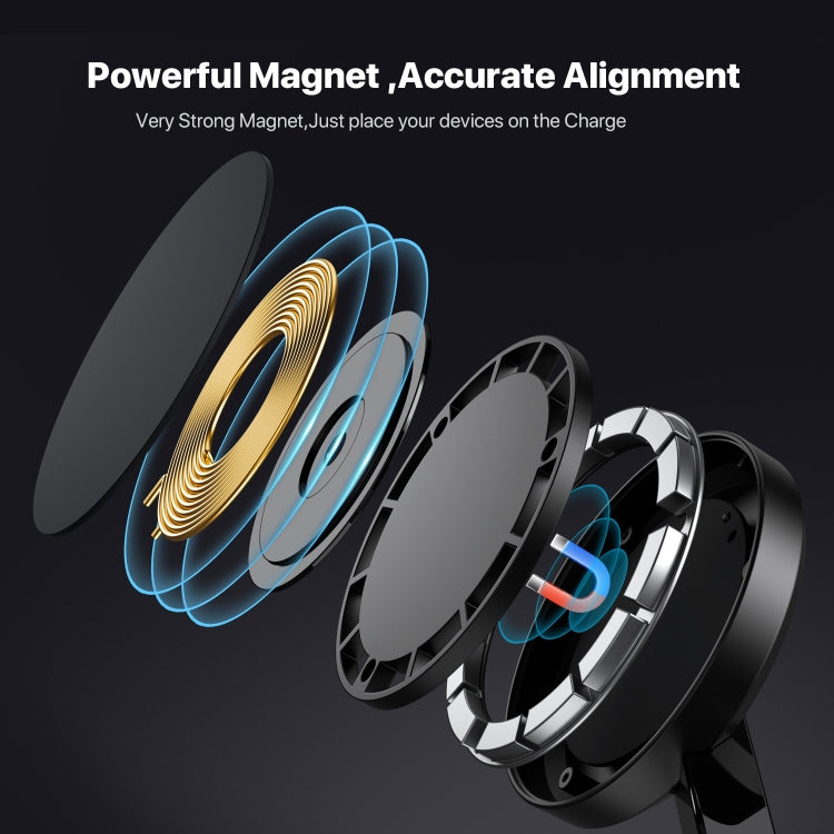 UD23 15W 3 In 1 Desktop Aluminum Alloy Wireless Charger, For Smartphone&iWatch&AirPods, UD23
