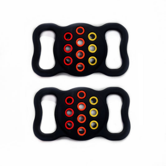 2  PCS Contrast Color Perforated Pet Collar Silicone Cover for AirTag 2nd Gen / AirTag 1st Gen, Black, Dark Blue Colorful, Pink  Colorful, Dark Green, Black and Gray