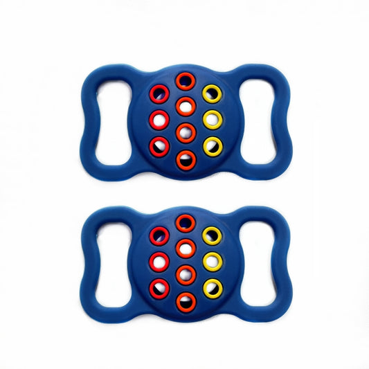 2  PCS Contrast Color Perforated Pet Collar Silicone Cover for AirTag 2nd Gen / AirTag 1st Gen, Black, Dark Blue Colorful, Pink  Colorful, Dark Green, Black and Gray