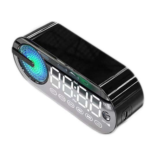 RBT-G30 Mirror Colorful Light Effect Subwoofer Bluetooth Alarm Clock Audio, Spec:, Sensor Version (Black), Sensor Version (White), Voice Version (White), Voice Version (Pink)