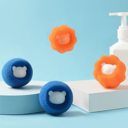 Washing Machine Laundry Ball Decontamination Hair Removal Anti-winding Cleaning Ball, Bear Orange, Bear Blue