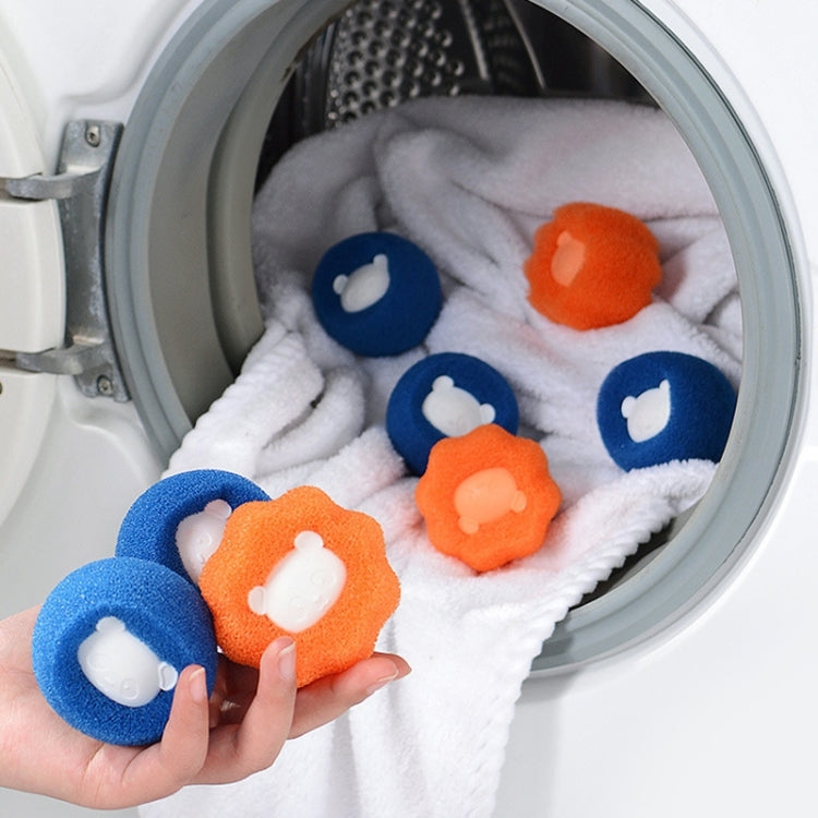 Washing Machine Laundry Ball Decontamination Hair Removal Anti-winding Cleaning Ball, Bear Orange, Bear Blue