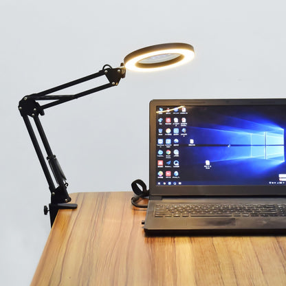5X Magnifying Glass LED Folding Long Arm Clip Light Eye-protection USB Reading Lamp, Medium, Large