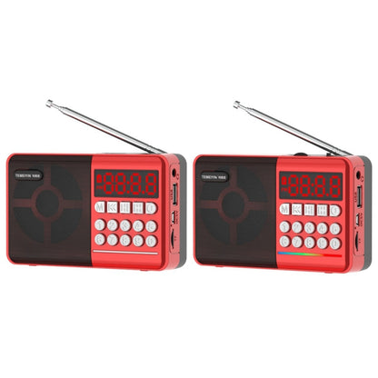 TEMEIYIN LED Digital Display Card Bluetooth Radio Speaker Morning Exercise Portable Player, Red, Red with Light
