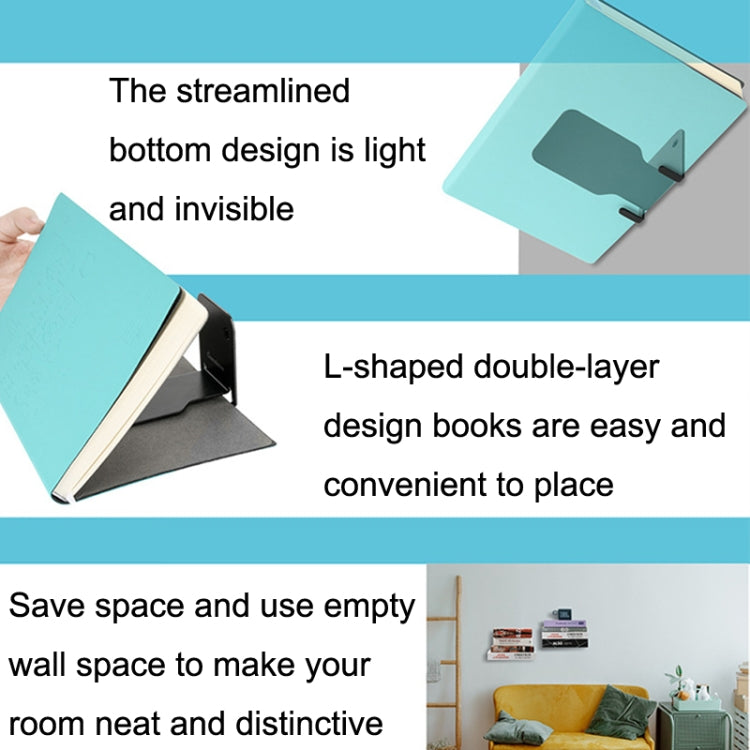 Hidden Stainless Steel Suspended Bookshelf Wall Support Frame Wall Mounted Bracket, Stainless Steel Shelf Black, Stainless Steel Shelf White