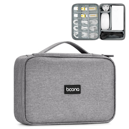 Baona Multifunctional Earphone Data Cable Digital Storage Bag, Spec:, Single-layer (Gray), Single-layer (Black), 2-layer (Gray), 2-layer (Black), Single-Layer Box (Gray), Single-Layer Box (Black), 2-layer Box (Gray), 2-layer Box (Black), XL (Gray)     ...