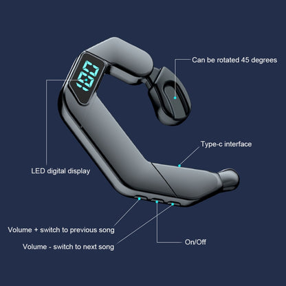 V19 Bone Conduction Digital Display Stereo Hanging Ear Sports Bluetooth Headset, V19 Green, V19 Black, V19 White, V19 Pink, V19 Blue