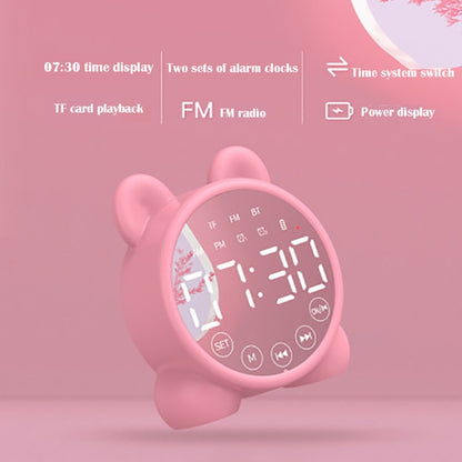 P1 Mini Card Mirror Clock Wireless Bluetooth Speaker with FM Radio