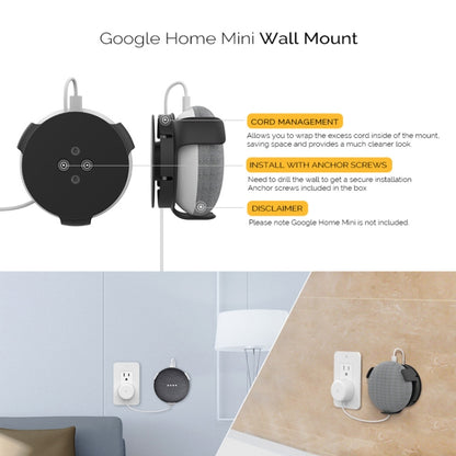 AhaStyle PT62 Wall Bracket Smart Speaker Bracket, For Amazon Echo Dot 3 Black, For Amazon Echo Dot 3 White, For Google Home Mini Black, For Google Home Mini White