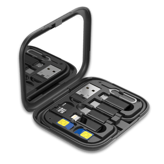 HE-C098 Multi-Functional USB Adapter Charging Cable Kit With Makeup Mirror & Phone Holder, HE-C098 Black, HE-C098 White