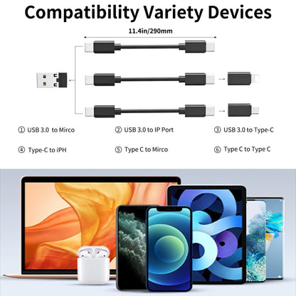 HE-C098 Multi-Functional USB Adapter Charging Cable Kit With Makeup Mirror & Phone Holder, HE-C098 Black, HE-C098 White