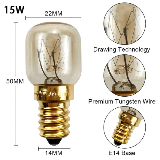 E14 Salt Crystal Lamps High Temperature Resistant Oven Light Bulb, 15W Brass Lamp Head, 25W Brass Lamp Head, 15W Copper Nickel Plating Lamp Head, 25W Copper Nickel Plating Lamp Head