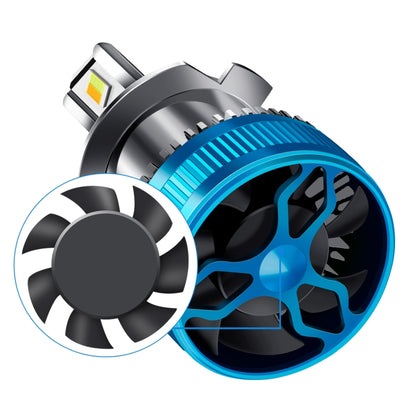 50W Three-color LED Double Copper Tube Aluminum Alloy Headlight, 9005, 9006, 9012, H1, H4, H7, H11
