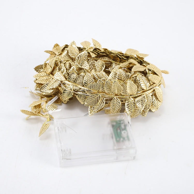 LED Artificial Golden Leaf Vine Light String For Christmas Holiday Decoration, 2m 20 Lights, 3m 30 Lights, 5m 50 Lights, 10m 100 Lights
