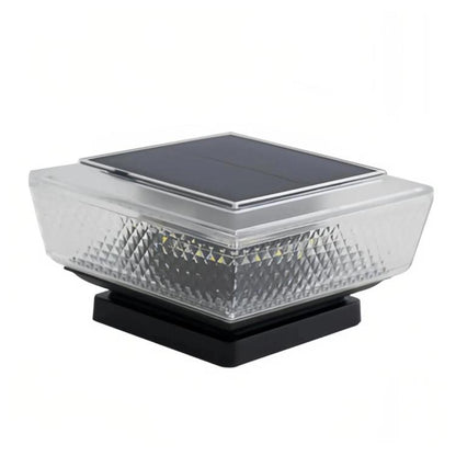 Waterproof Solar-Powered LED Pillar Light For Outdoor Courtyard Lighting, Mesh Warm Light, Striped Warm Light, Striped White Light, Mesh White Light