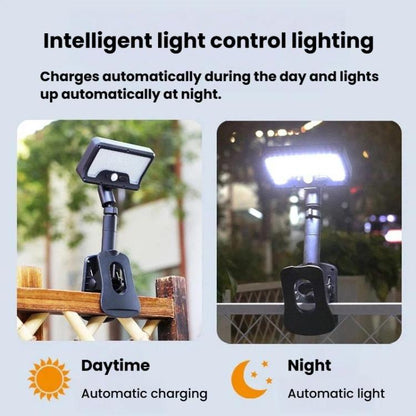 Solar Intelligent Motion Sensor Clip-On Light Outdoor Courtyard & Lawn Lamp, White Light, Warm Light, Three-Color Light Black, Three-Color Light White