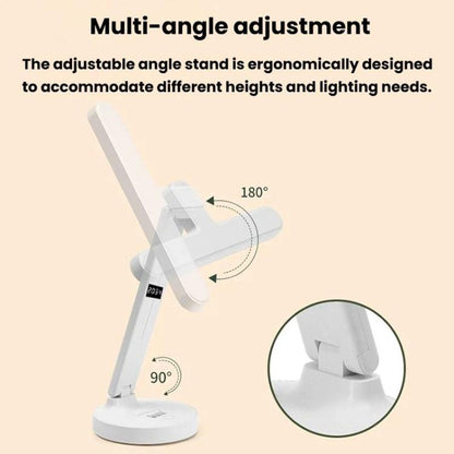 Xiajule Eye-Caring Study Desk Lamp With Time Display 3-Color Temperature Dimmable Reading Bedside Lamp, 1200mAh, 1800mAh