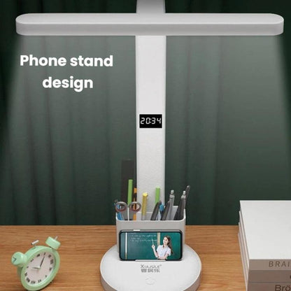 Xiajule Eye-Caring Study Desk Lamp With Time Display 3-Color Temperature Dimmable Reading Bedside Lamp, 1200mAh, 1800mAh