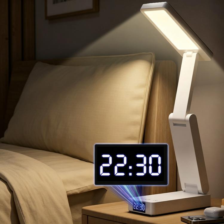 Xiajule Touch Control Rechargeable Folding Desk Lamp, Eye Protection Portable Lamp For Student Dormitory, No Clock, With Clock