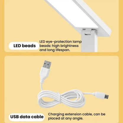 Xiajule Touch Control Rechargeable Folding Desk Lamp, Eye Protection Portable Lamp For Student Dormitory, No Clock, With Clock