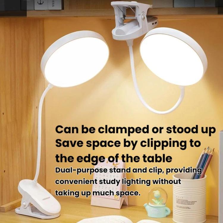 Xiajule Portable Clip On Desk Lamp Night Light, Eye Protection High CRI Reading Lamp, Plug-in, Rechargeable, Rechargeable 3 Color Temperatures Stepless Dimming