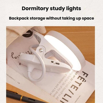 Xiajule Portable Clip On Desk Lamp Night Light, Eye Protection High CRI Reading Lamp, Plug-in, Rechargeable, Rechargeable 3 Color Temperatures Stepless Dimming