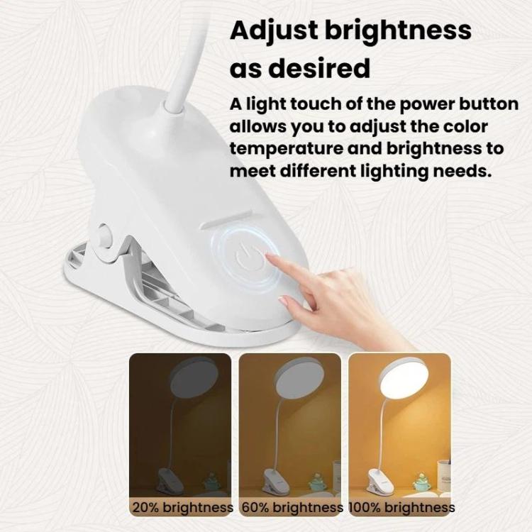 Xiajule Portable Clip On Desk Lamp Night Light, Eye Protection High CRI Reading Lamp, Plug-in, Rechargeable, Rechargeable 3 Color Temperatures Stepless Dimming