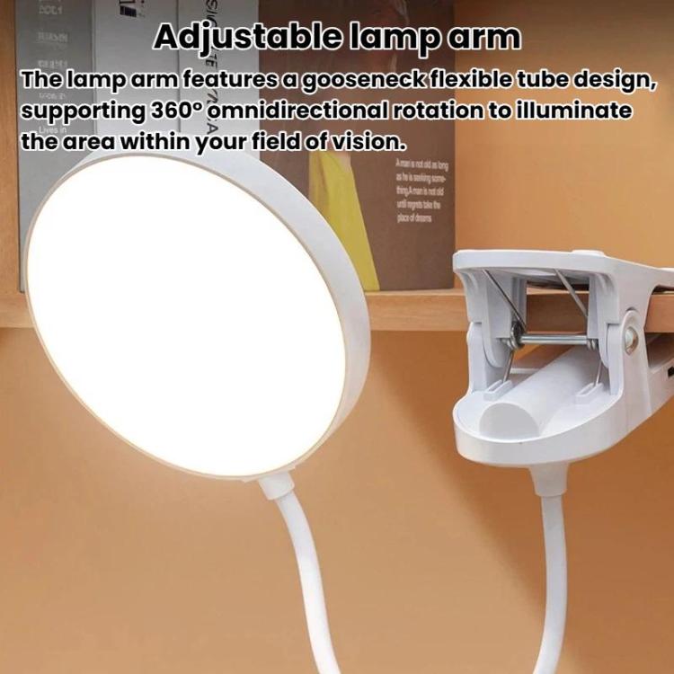 Xiajule Portable Clip On Desk Lamp Night Light, Eye Protection High CRI Reading Lamp, Plug-in, Rechargeable, Rechargeable 3 Color Temperatures Stepless Dimming