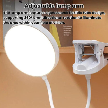 Xiajule Portable Clip On Desk Lamp Night Light, Eye Protection High CRI Reading Lamp, Plug-in, Rechargeable, Rechargeable 3 Color Temperatures Stepless Dimming
