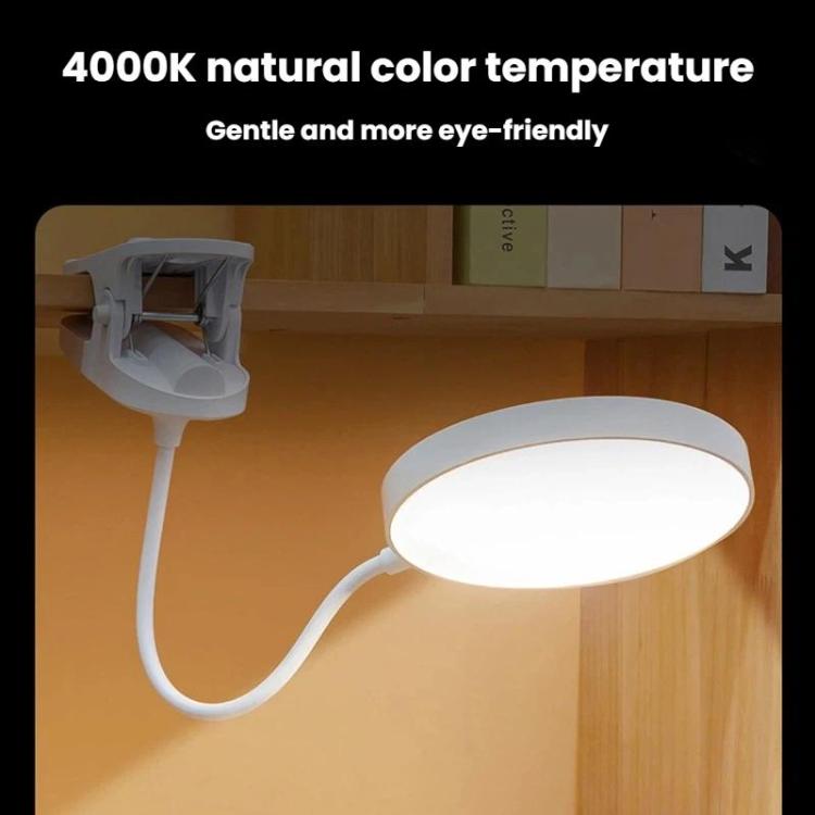 Xiajule Portable Clip On Desk Lamp Night Light, Eye Protection High CRI Reading Lamp, Plug-in, Rechargeable, Rechargeable 3 Color Temperatures Stepless Dimming