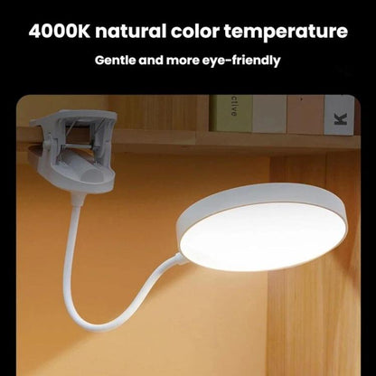 Xiajule Portable Clip On Desk Lamp Night Light, Eye Protection High CRI Reading Lamp, Plug-in, Rechargeable, Rechargeable 3 Color Temperatures Stepless Dimming