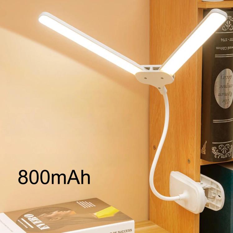 Xiajule Dual-Head Eye-Caring Clip On Lamp, Portable LED Rechargeable Student Reading Lamp, 800mAh, 1200mAh