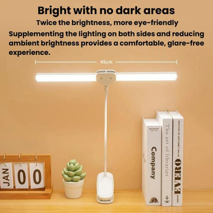 Xiajule Dual-Head Eye-Caring Clip On Lamp, Portable LED Rechargeable Student Reading Lamp, 800mAh, 1200mAh