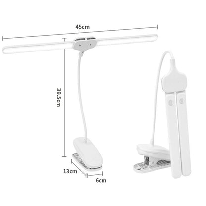 Xiajule Dual-Head Eye-Caring Clip On Lamp, Portable LED Rechargeable Student Reading Lamp, 800mAh, 1200mAh
