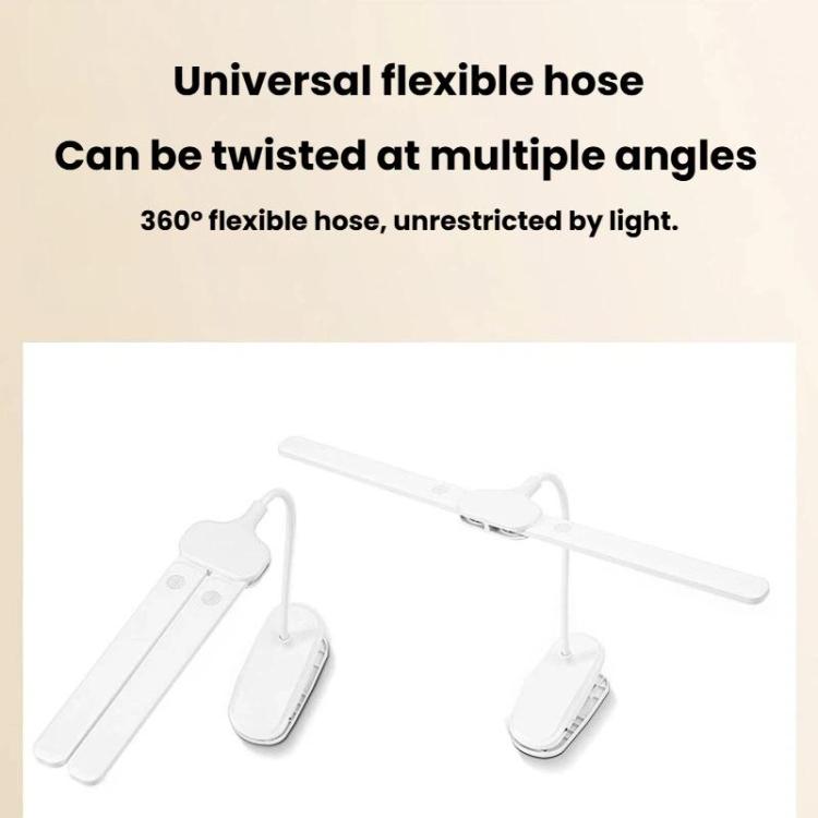 Xiajule Dual-Head Eye-Caring Clip On Lamp, Portable LED Rechargeable Student Reading Lamp, 800mAh, 1200mAh