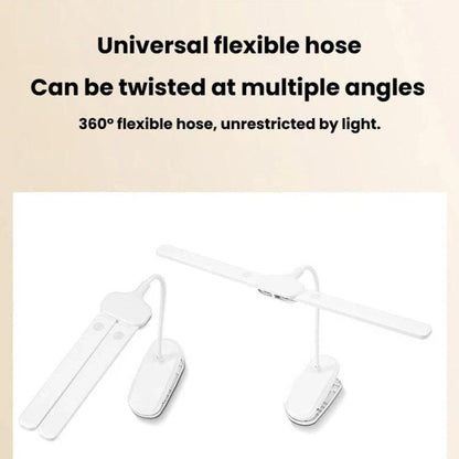Xiajule Dual-Head Eye-Caring Clip On Lamp, Portable LED Rechargeable Student Reading Lamp, 800mAh, 1200mAh
