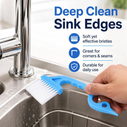 Window Track Cleaning Brush Swan-Neck Crevice Brush with Built-in Scraper, Hand-Held Groove Gap Cleaning Tools