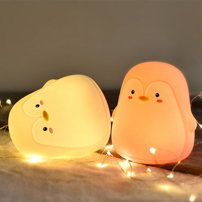 Penguin Silicone Pat Night Light Children Bedside Atmosphere Lamp, Penguin White, Penguin Pink, Penguin Gray
